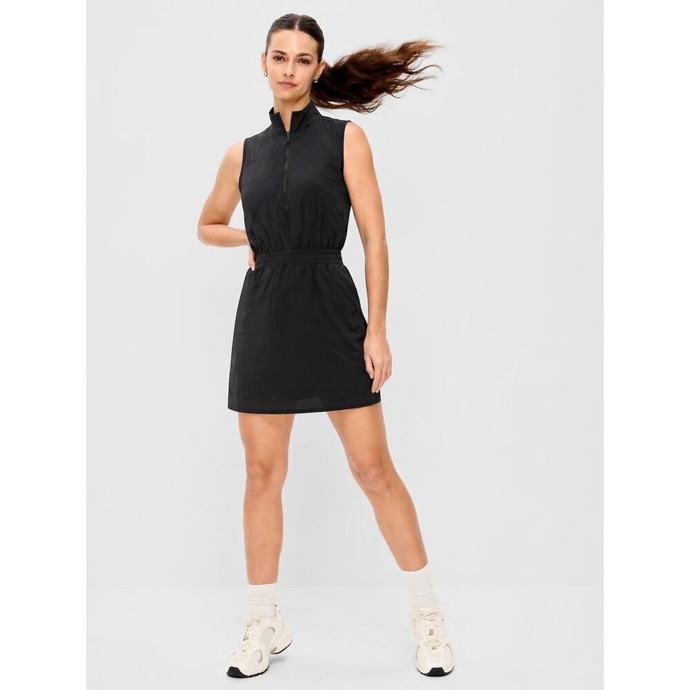 Elle Sport Dress L Black Sleeveless Zip Skort Style Athletic Pockets NWT Sporty